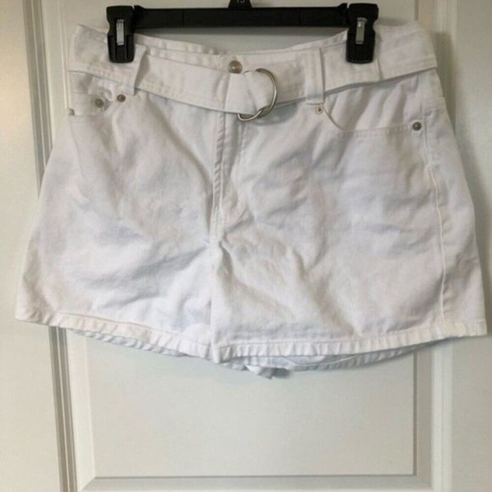 LA BLUES White Denim Shorts Womens 12 100% Cotton Beach Beachy Summer‎ Travel
